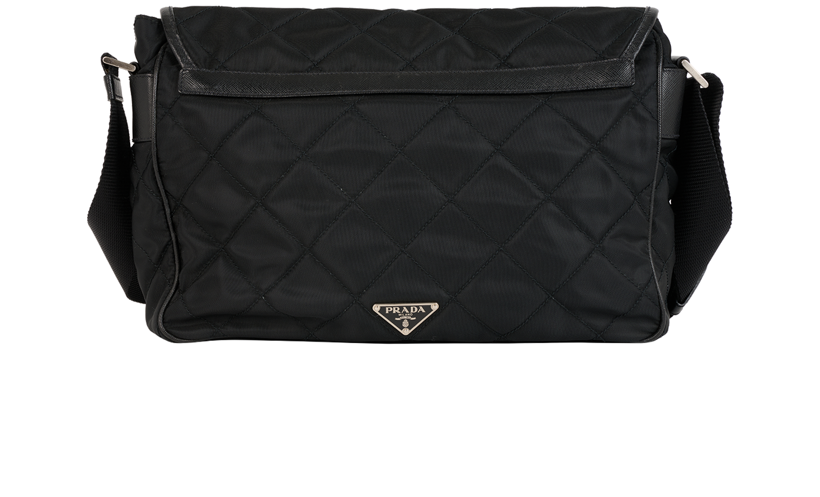 Quilted Messenger, &pound;350, Handbags, Black, Nylon, Back view